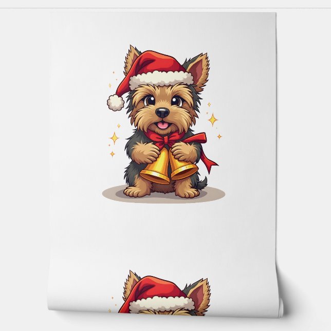 Yorkshire Terrier Christmas Bells Wallpaper (Unrolling)