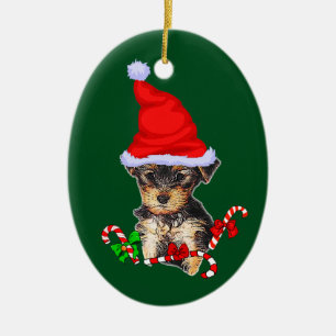 Yorkshire Terrier Christmas Ceramic Ornament