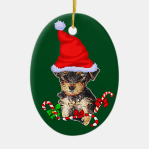 Yorkshire Terrier Christmas Ceramic Ornament