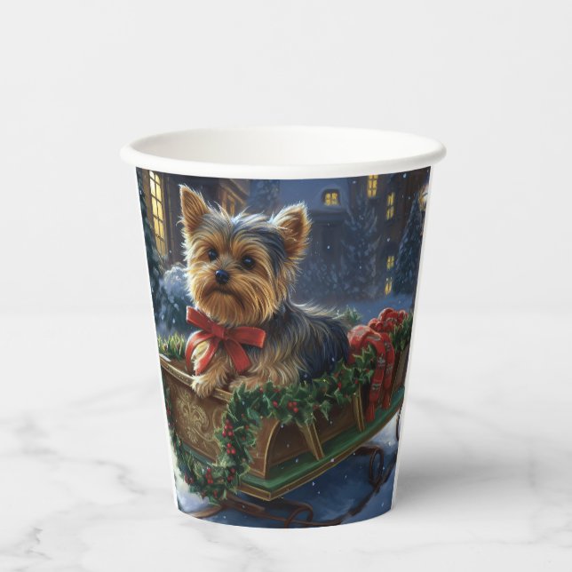 Yorkshire Terrier Christmas Festive Season Paper Cups (Front)