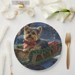 Yorkshire Terrier Christmas Festive Season Paper Plate