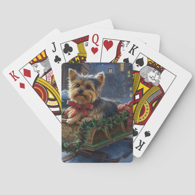 Yorkshire Terrier Christmas Festive Season Playing Cards (Back)