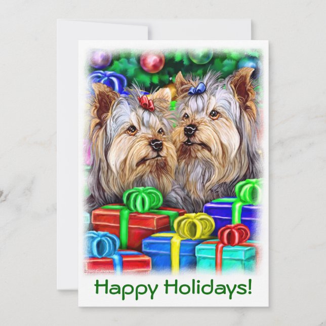 Yorkshire Terrier Christmas Gifts Invitation (Front)