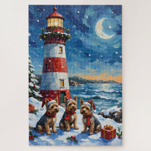 Yorkshire Terrier Christmas Lighthouse Holiday Jigsaw Puzzle