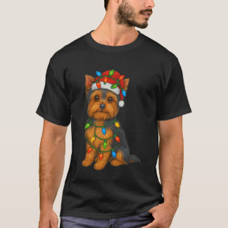 Yorkshire Terrier Christmas Lights Dog Lover Xmas  T-Shirt