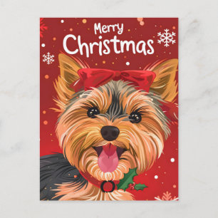 Yorkshire Terrier Christmas Postcard