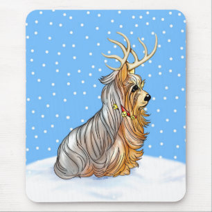 Yorkshire Terrier Christmas Reindeer Mouse Pad