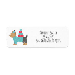 Yorkshire Terrier Christmas Return Address Label