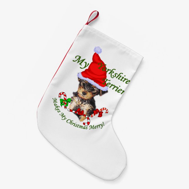 Yorkshire Terrier Christmas Small Christmas Stocking (Front (Hanging))