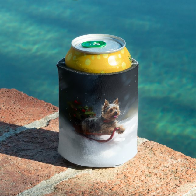 Yorkshire Terrier Christmas snow winter  Can Cooler (In Situ Pool)