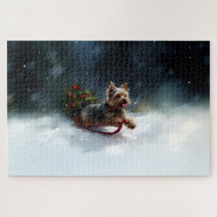 Yorkshire Terrier Christmas snow winter  Jigsaw Puzzle
