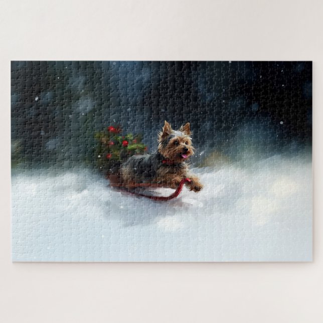 Yorkshire Terrier Christmas snow winter  Jigsaw Puzzle (Horizontal)