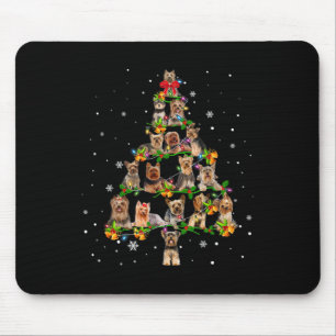Yorkshire Terrier Christmas Tree Santa Funny Dog L Mouse Pad
