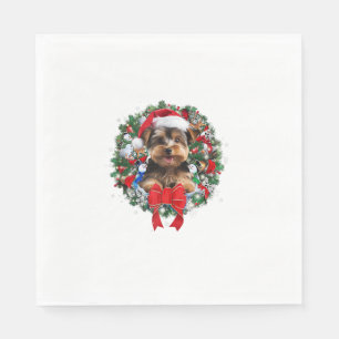 Yorkshire Terrier Christmas Wreath Decoration Xmas Napkin