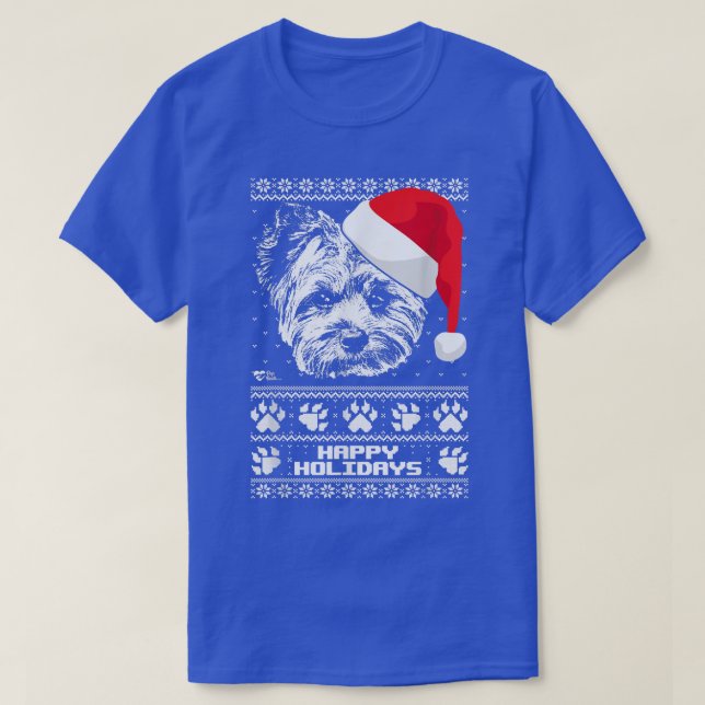 Yorkshire Terrier Cute Happy Holidays Christmas  T-Shirt (Design Front)