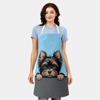 Yorkshire Terrier Cute Peeking Yorkie Dog Lover Apron