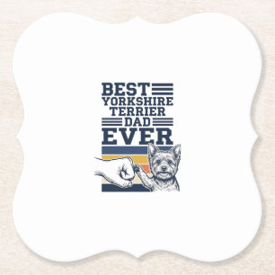 Yorkshire Terrier Dad Fist Bump Vintage Vector Des Paper Coaster
