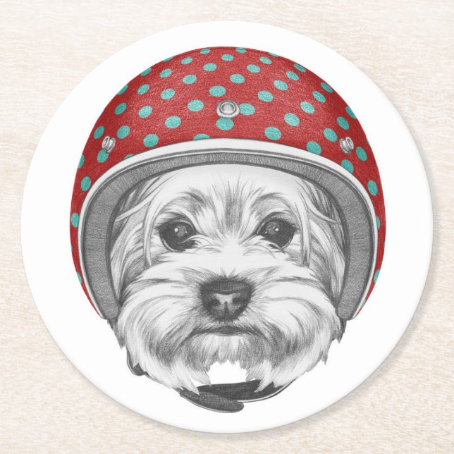 Yorkshire Terrier Daredevil Round Paper Coaster (Front)
