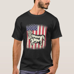 Yorkshire Terrier Dog American Flag Patriotic 4th  T-Shirt