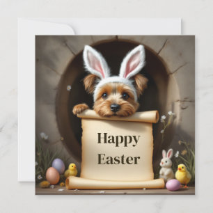 Yorkshire Terrier dog and the message Holiday Card