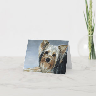 Yorkshire Terrier Dog Art Oil Painting Note Card