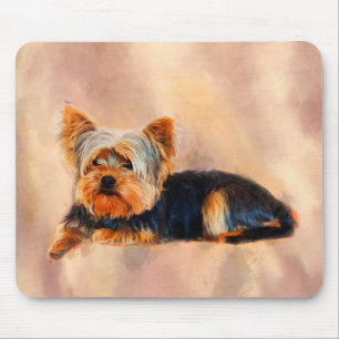 Yorkshire Terrier Dog Art Watercolor Portrait Mouse Pad