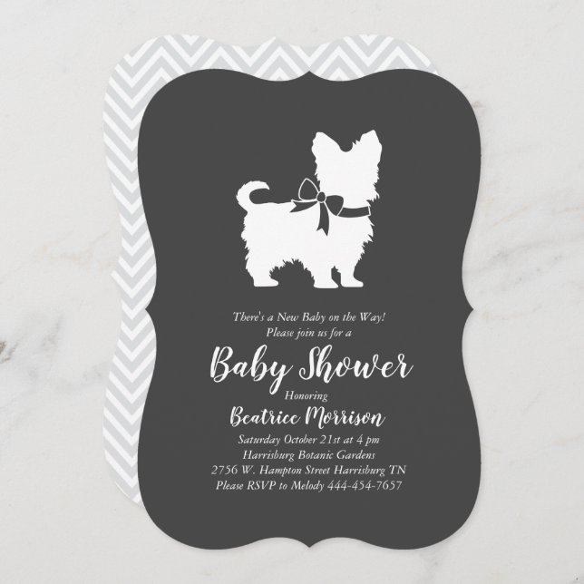 Yorkshire Terrier  Dog Baby Shower Gender Neutral Invitation (Front/Back)