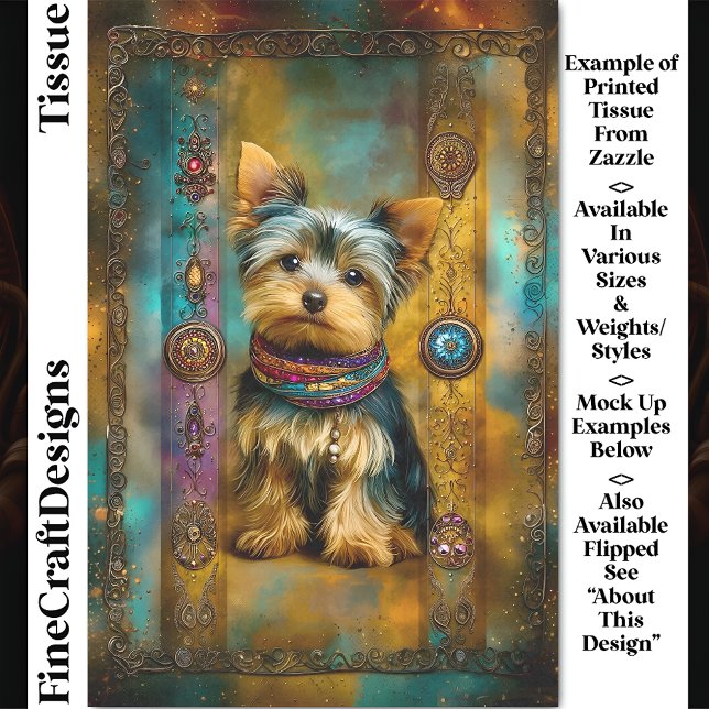 Yorkshire Terrier Dog Baroque Frame DY3R Decoupage Tissue Paper (Creator Uploaded)