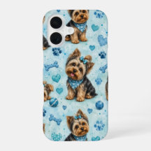 Yorkshire Terrier Dog Blue Heart Phone Case