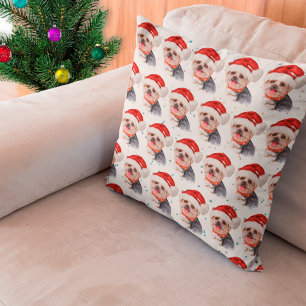 Yorkshire Terrier Dog Breed Christmas Stars Cushion