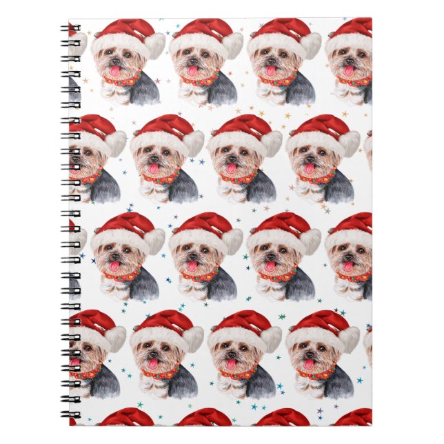 Yorkshire Terrier Dog Breed Christmas Stars Notebook (Front)