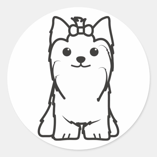 Yorkshire Terrier Dog Cartoon Classic Round Sticker (Front)