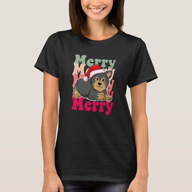Yorkshire Terrier Dog Christmas Matching Family T-Shirt (Front)