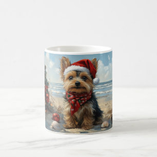 Yorkshire Terrier Dog Christmas Vintage Beach  Coffee Mug