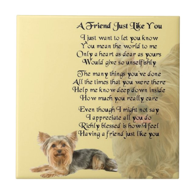 Yorkshire Terrier Dog Friend Poem Tile (Front)