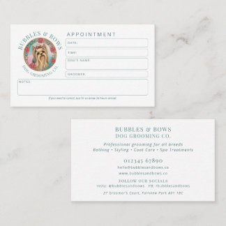 Yorkshire Terrier Dog Grooming Appointment Card