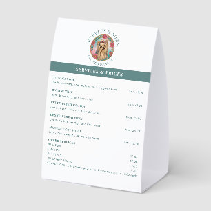Yorkshire Terrier Dog Grooming Price Tent Card