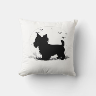 Yorkshire Terrier Dog � Halloween Moon Silhouette Cushion