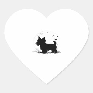 Yorkshire Terrier Dog � Halloween Moon Silhouette Heart Sticker