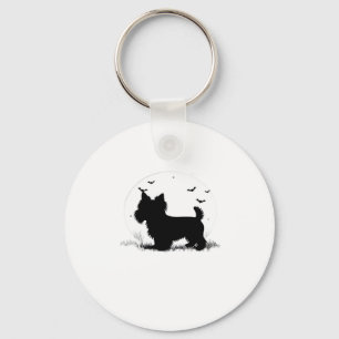 Yorkshire Terrier Dog � Halloween Moon Silhouette  Key Ring