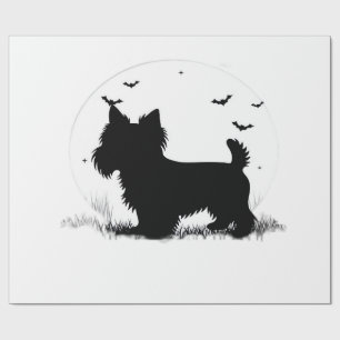 Yorkshire Terrier Dog � Halloween Moon Silhouette  Wrapping Paper