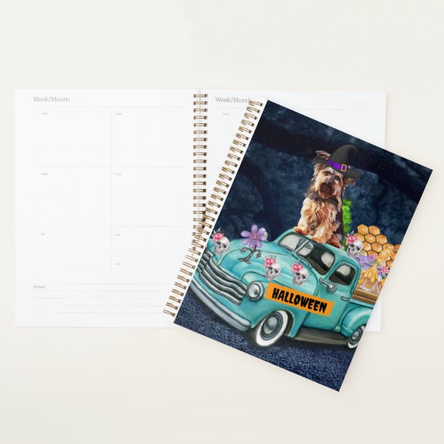 Yorkshire Terrier Dog Halloween Truck Scary Night  Planner (Display)
