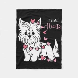 Yorkshire Terrier Dog I Steal Hearts Cute Valentin Fleece Blanket