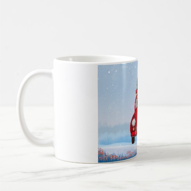 Yorkshire Terrier Dog In Car With Santa Claus  Coffee Mug (Left)