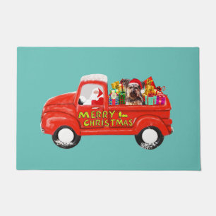 Yorkshire Terrier Dog in Christmas Delivery Truck Doormat