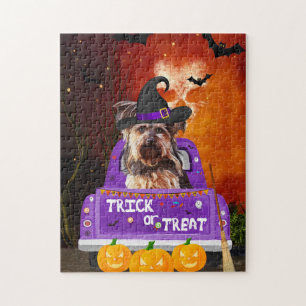 yorkshire terrier Dog in Halloween Truck  Jigsaw Puzzle