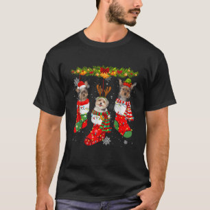 Yorkshire Terrier Dog In Socks Christmas Lights Sw T-Shirt