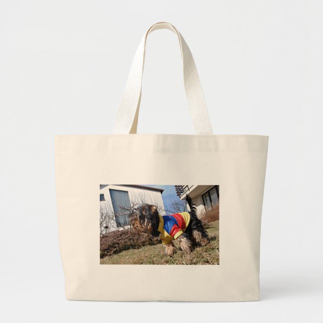 Yorkshire Terrier Dog Large Tote Bag (Front)