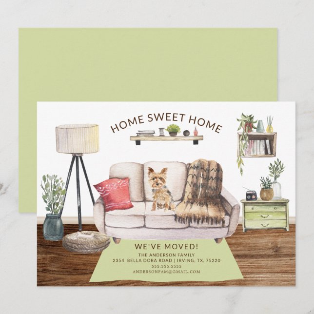 Yorkshire Terrier Dog Moving Announcement (Front/Back)