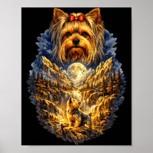 Yorkshire Terrier Dog Nature Howling to the Moon Poster